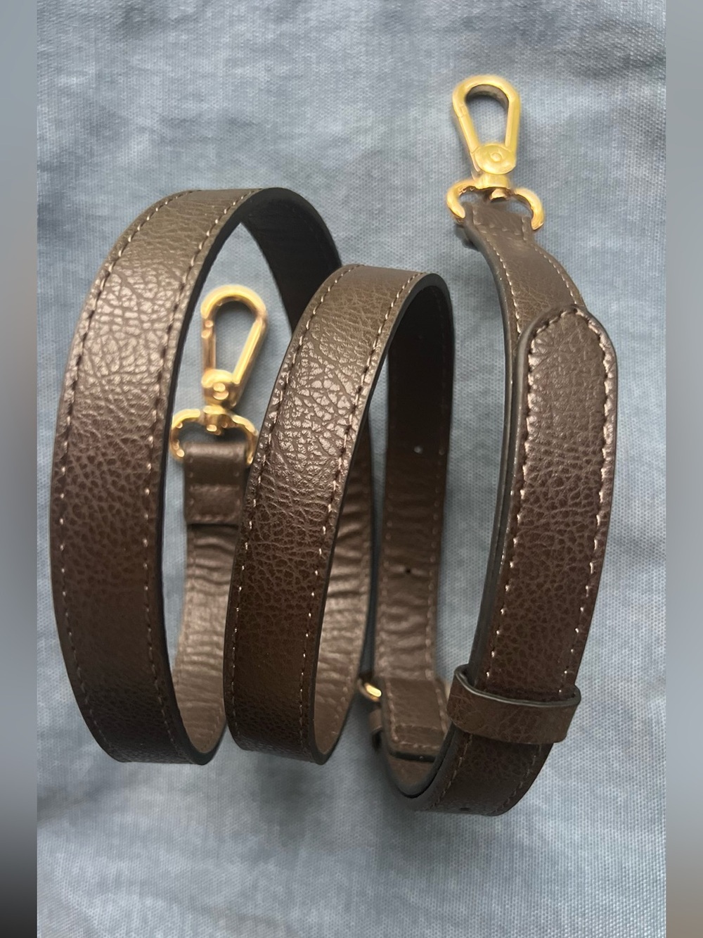 Dune Adjustable Dark Brown Leather Bag Crossbody Strap Gold Hardware 40”- 48”